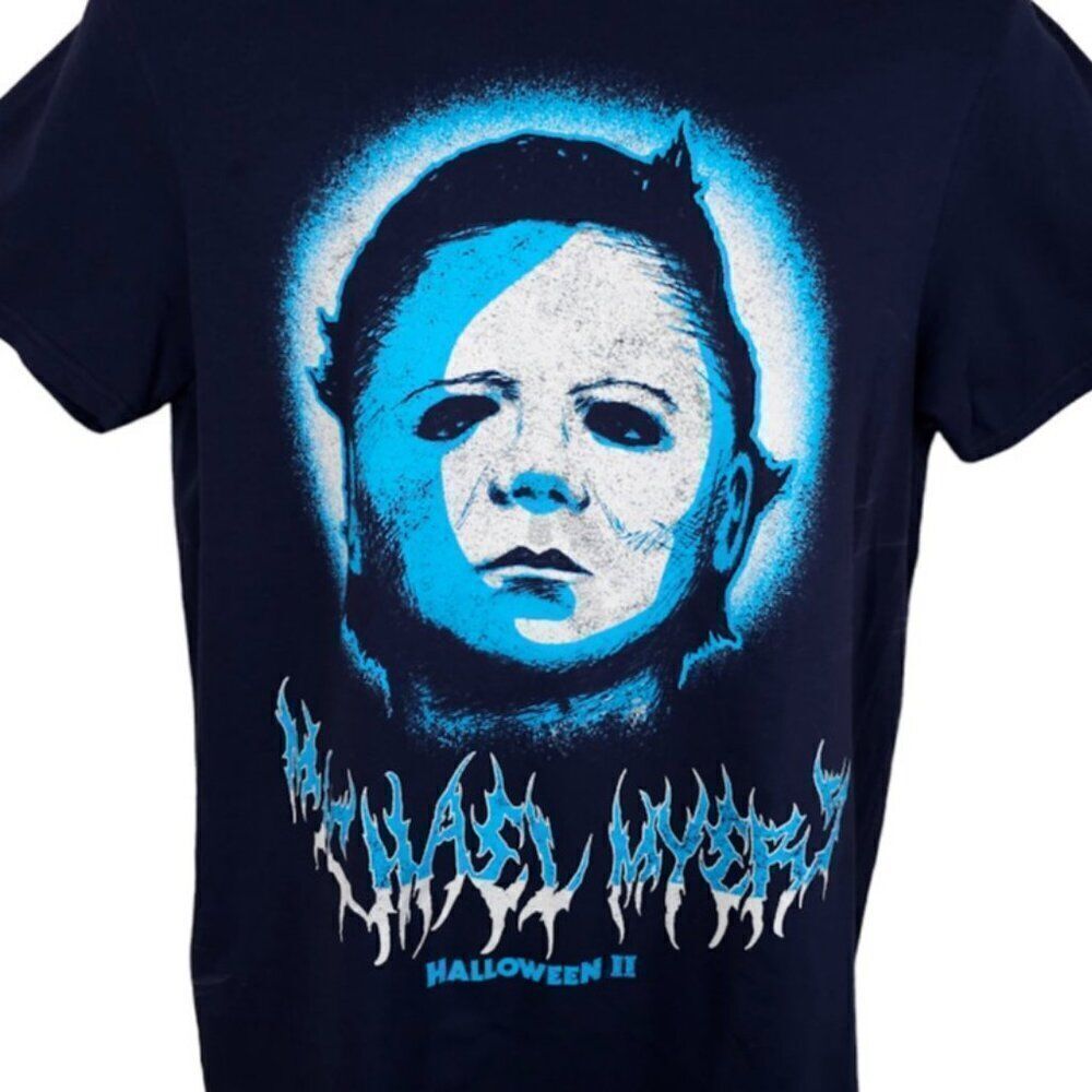 Halloween II T Shirt Mens Size Medium Blue Michael Myers Horror Movie Promo